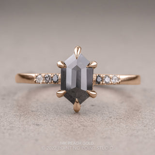 1.37 Carat Black Hexagon Diamond Engagement Ring, Ombre Jules Setting