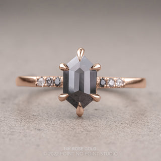 1.37 Carat Black Hexagon Diamond Engagement Ring, Ombre Jules Setting