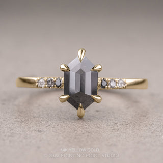 1.37 Carat Black Hexagon Diamond Engagement Ring, Ombre Jules Setting