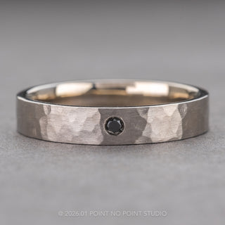 Black Diamond Men's Hammered Wedding band, Comfort Fit