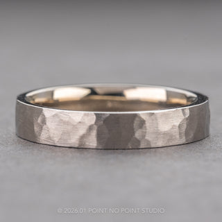 Black Diamond Men's Hammered Wedding band, Comfort Fit
