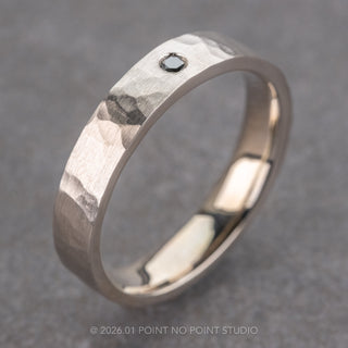 Black Diamond Men's Hammered Wedding band, Comfort Fit