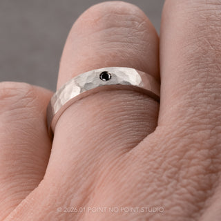 Black Diamond Men's Hammered Wedding band, Comfort Fit