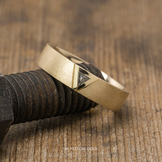 Triangle Diamond Mens Wedding Band, Comfort Fit