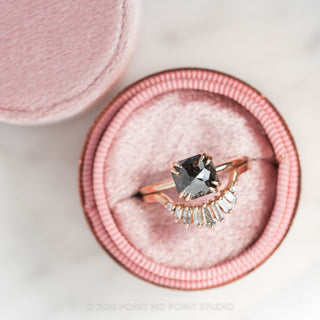 1.90 Carat Black Asscher Diamond Engagement Ring,  Double Prong Jane Setting, 14k Rose Gold