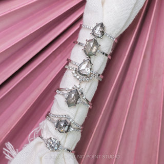 1.25 Carat Black Speckled Hexagon Diamond Engagement Ring, Eliza Setting, Platinum
