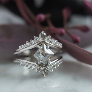 1.26 Carat Grey Speckled Lozenge Diamond Engagement Ring, Empress Setting, Platinum