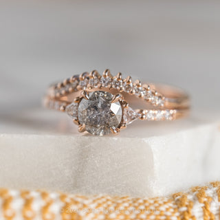 1.14 Carat Salt and Pepper Round Brilliant Cut Diamond Engagement Ring, Eliza Setting, 14K Rose Gold