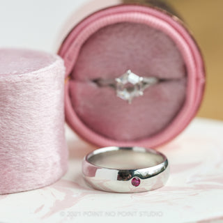 Ruby Half Round Mens Wedding Band, Comfort Fit