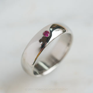 Ruby Half Round Mens Wedding Band, Comfort Fit