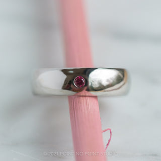 Ruby Half Round Mens Wedding Band, Comfort Fit