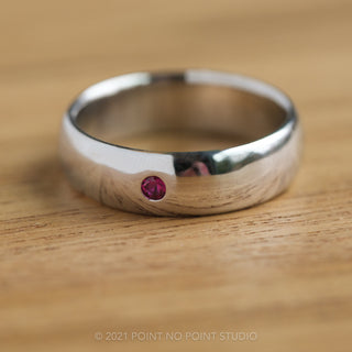 Ruby Half Round Mens Wedding Band, Comfort Fit