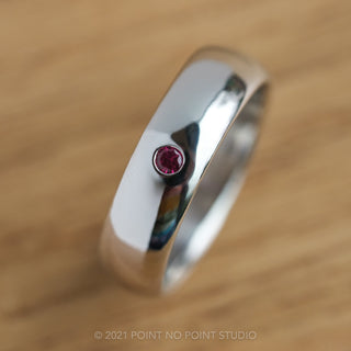 Ruby Half Round Mens Wedding Band, Comfort Fit