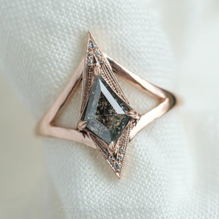 1 Carat Black Speckled Kite Diamond Engagement Ring, Arwen Setting, 14K Rose Gold