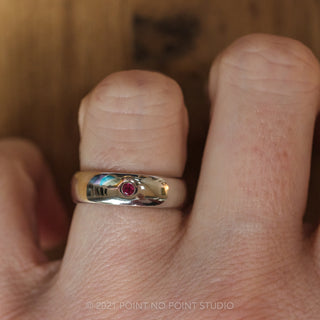 Ruby Half Round Mens Wedding Band, Comfort Fit
