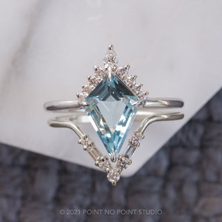2.03 Carat Kite Aquamarine & Diamond Engagement Ring, Ava Setting, Platinum