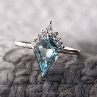 2.03 Carat Kite Aquamarine & Diamond Engagement Ring, Ava Setting, Platinum