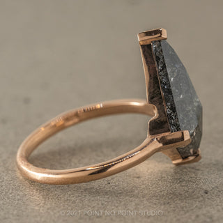 3.15 Carat Black Speckled Kite Diamond Engagement Ring, Charlize Setting, 14k Rose Gold