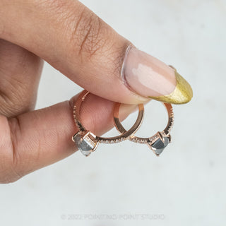 1.24 Carat Black Speckled Kite Diamond Engagement Ring, Juliette Setting, 14K Rose Gold