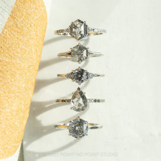 1.28 Carat Salt and Pepper Round Diamond Engagement Ring, Madison Setting, 14K White Gold