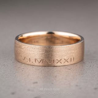 6mm Mens Wedding Band, Roman Numeral Matte