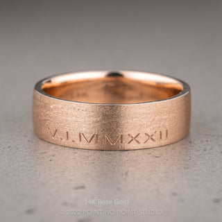 6mm Mens Wedding Band, Roman Numeral Matte