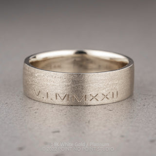6mm Mens Wedding Band, Roman Numeral Matte