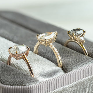 1.15 Carat Salt and Pepper Oval Diamond Engagement Ring, Zoe Setting, 14K Yellow Gold
