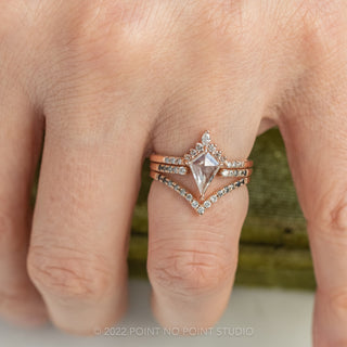 1.02 Carat Light Salt and Pepper Kite Diamond Engagement Ring, Avaline Setting, 14K Rose Gold