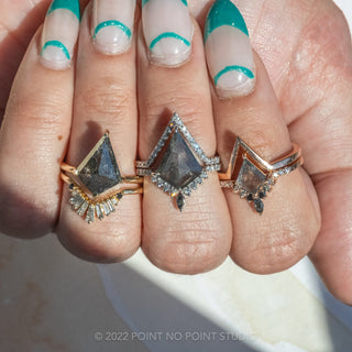 salt and pepper kite diamond rings