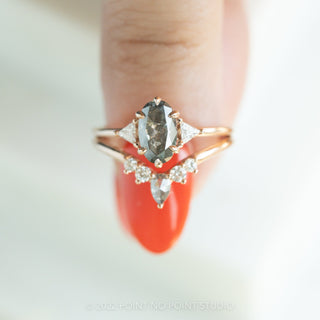 salt and pepper oval diamond ring