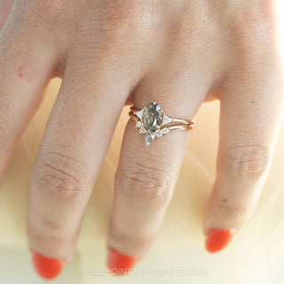 1.48 Carat Salt and Pepper Oval Diamond Engagement Ring, Madison Setting, 14k Rose Gold