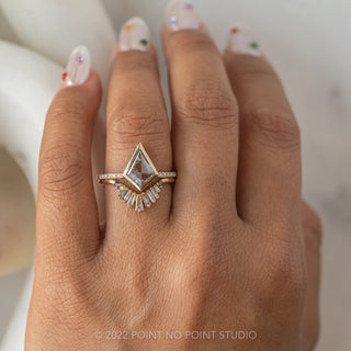 1.17 Carat Salt and Pepper Kite Diamond Engagement Ring, Jules Setting, 14K Yellow Gold