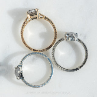 1.22 Carat Salt and Pepper Hexagon Diamond Engagement Ring, Engraved Jane Setting, Platinum