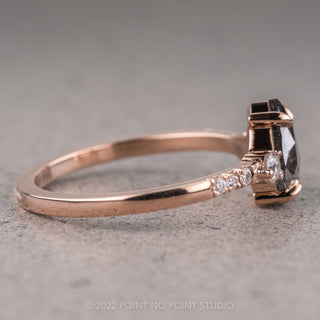 1.03 Carat Salt and Pepper Pear Diamond Engagement Ring, Eliza Setting, 14K Rose Gold