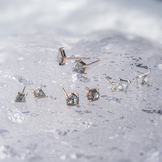 .81tcw Salt and Pepper Hexagon Diamond Studs, 14k Rose Gold Earrings