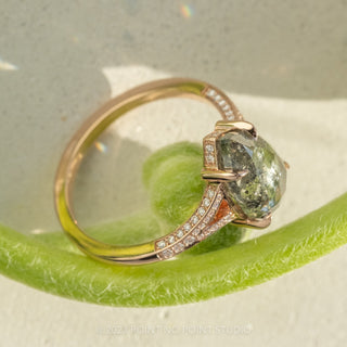 2.81 Carat Salt and Pepper Pear Diamond Engagement Ring, River Setting, 14K Rose Gold