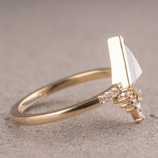 .93 Carat Salt and Pepper Kite Diamond Engagement Ring, Bezel Avaline Setting, 14K Yellow Gold