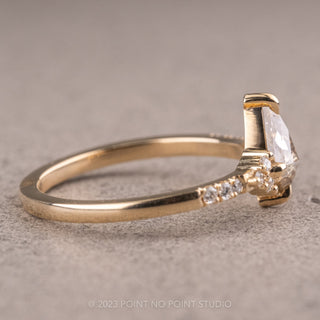 1.30 Carat Salt and Pepper Kite Diamond Engagement Ring, Quincy Setting, 14K Yellow Gold