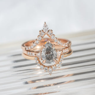 1.36 Carat Canadian Salt and Pepper Pear Diamond Engagement Ring, Liza Setting, 14K Rose Gold