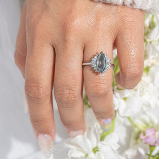 1.98 Carat Salt and Pepper Marquise Diamond Engagement Ring, Olivia Setting, 14k White Gold