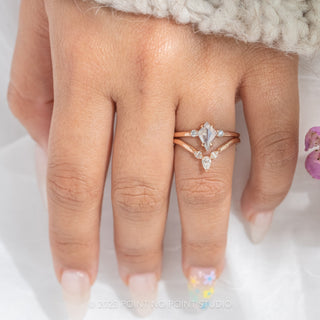 Intricate 14K Rose Gold Setting of .51 Carat Salt and Pepper Kite Diamond Engagement Ring