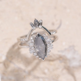 1.98 Carat Salt and Pepper Marquise Diamond Engagement Ring, Olivia Setting, 14k White Gold