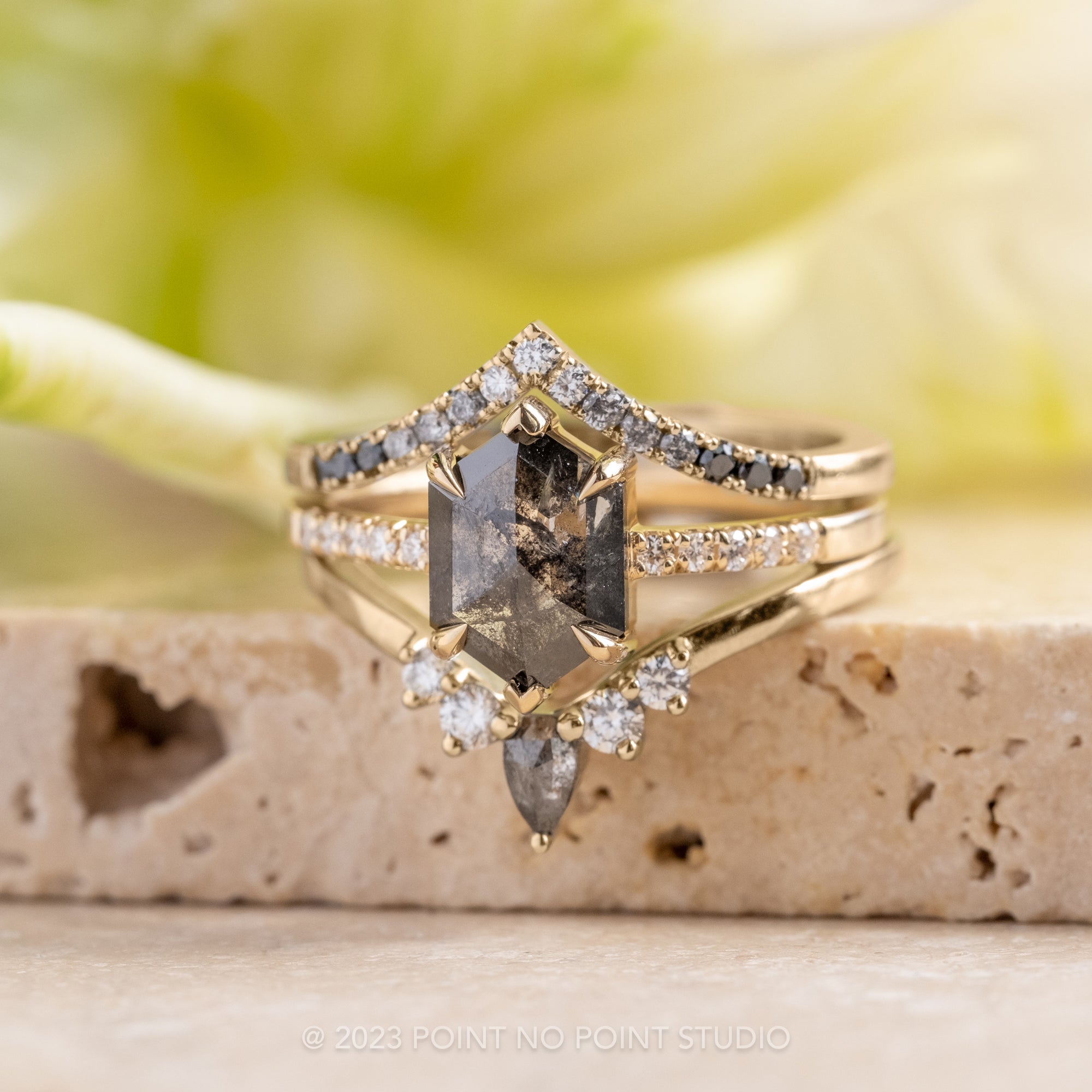 Salt and pepper hexagon diamond Clearance