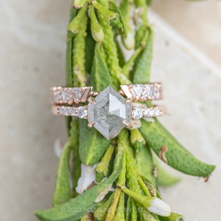 1.38 Carat Salt and Pepper Hexagon Diamond Engagement Ring, Eliza Setting, 14K Rose Gold