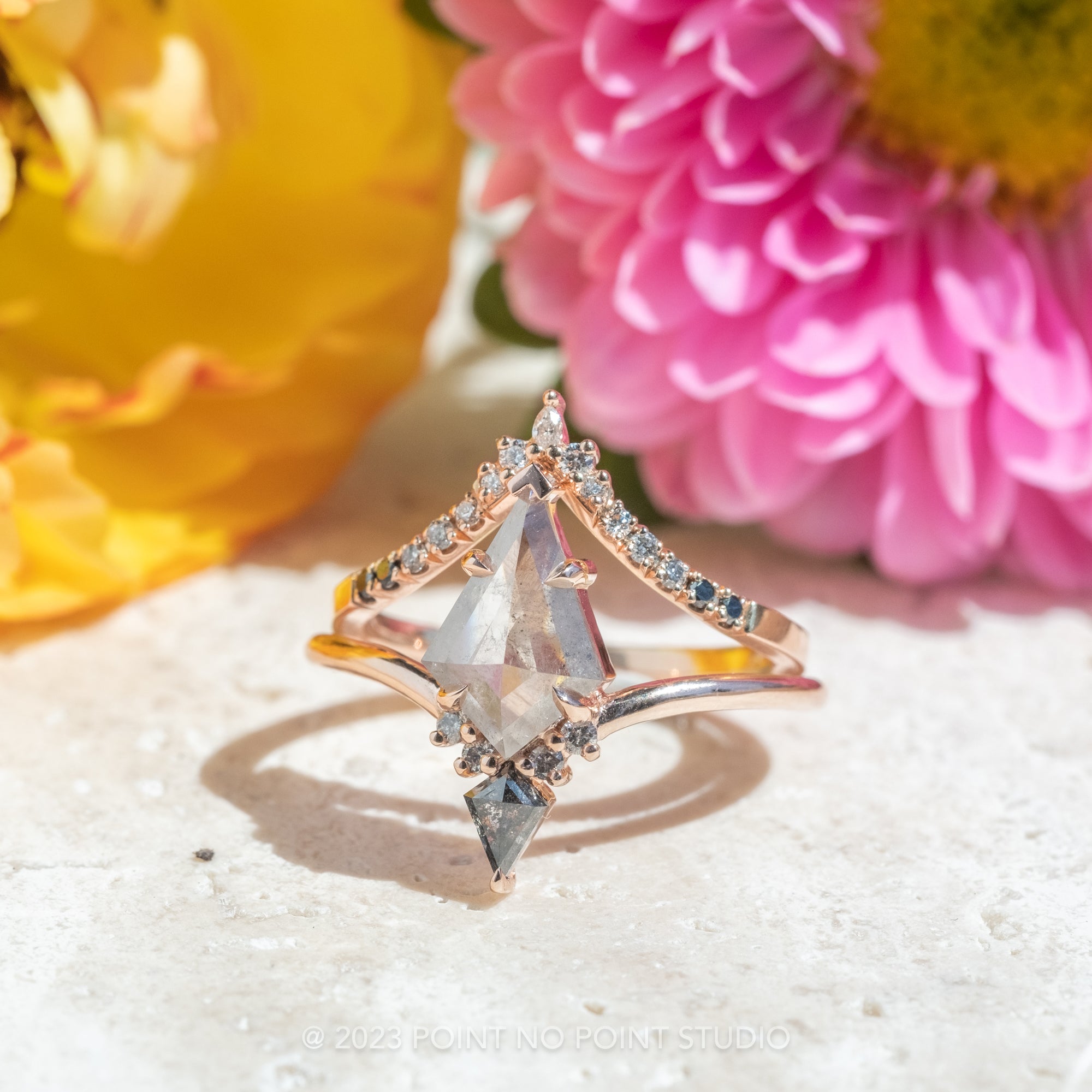 Kite Diamond Floral Star Engagement Wedding Ring