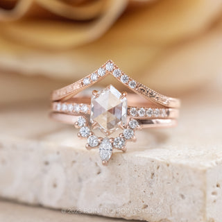1.14 Carat Clear Hexagon Diamond Engagement Ring, Jules Setting, 14k Rose Gold