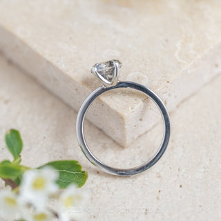 1.35 Carat Salt and Pepper Round Diamond Engagement Ring, Tulip Jane Setting, 14k White Gold