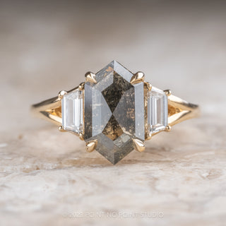 Black Hexagon Diamond Engagement Ring