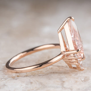 1.78 Carat Kite Morganite and Diamond Engagement Ring, Ava Setting, 14K Rose Gold